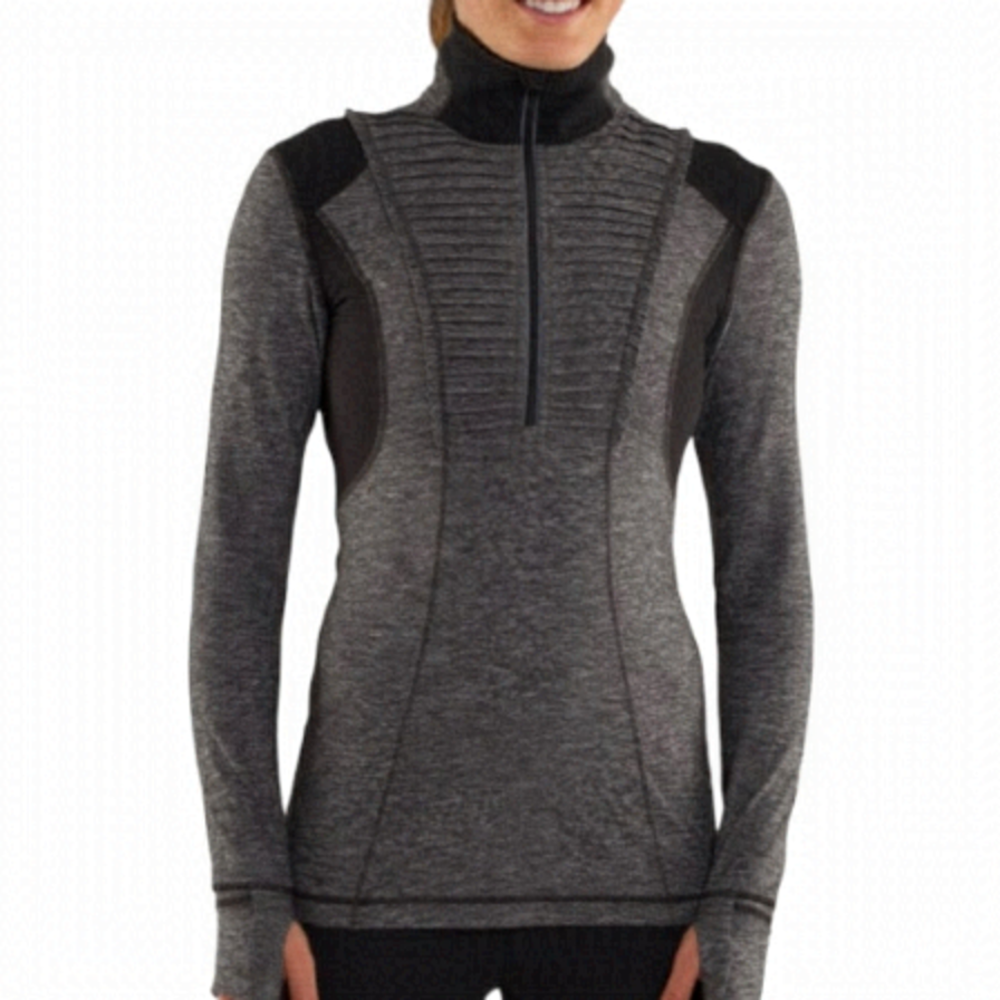 LULULEMON Run Your Heart Out Pullover 1/2 Zip Size 6 Heathered Black